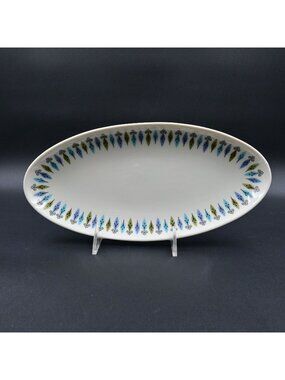 Syracuse Carefree Nordic Oval Platter 12" Mid Century Modern Leaf Print